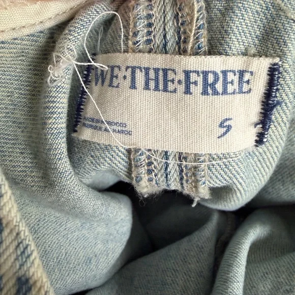 Free People ‘High Roller’ Railroad Blue & White Striped Jumpsuit Overalls -Small - Picture 7 of 7